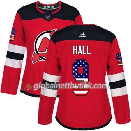 New Jersey Devils Hockeydrakt Taylor Hall 9 2017-2018 USA Flag Fashion Svart Adidas Authentic - Dame